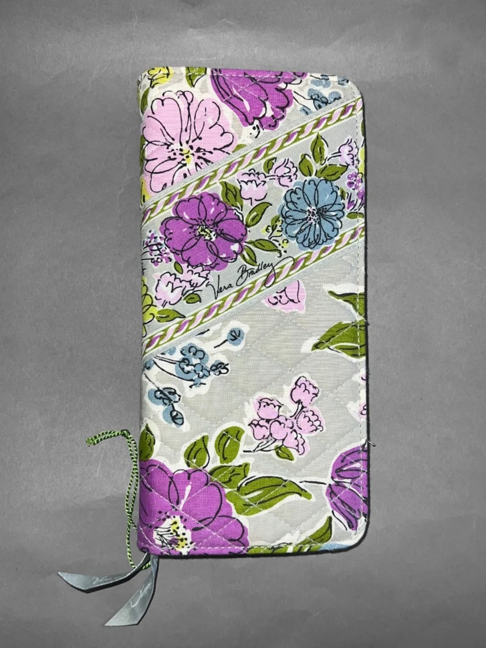 Vera Bradley Long Gray Floral Passport Wallet